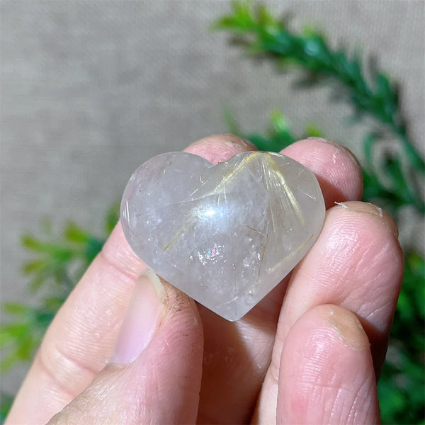 Gold Hair Rutile Quartz Heart-ToShay.org