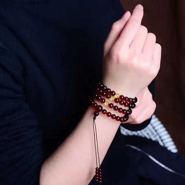 Red Amber Buddha Beads-ToShay.org