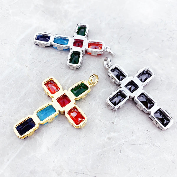 Gold Gemstone Cross Pendant-ToShay.org