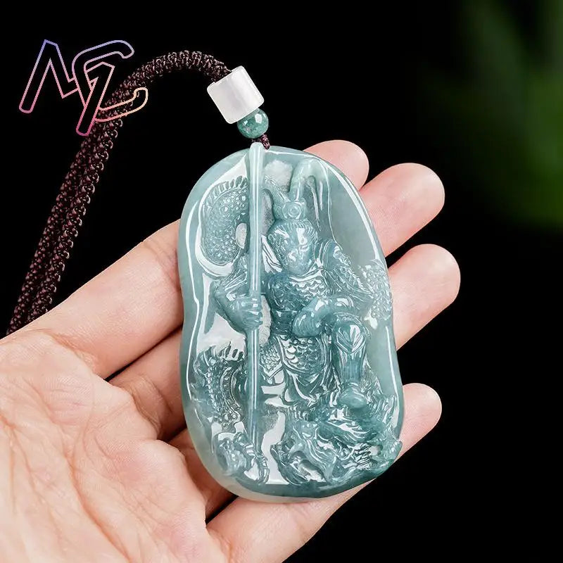 Blue Jadeite Monkey King Pendant-ToShay.org