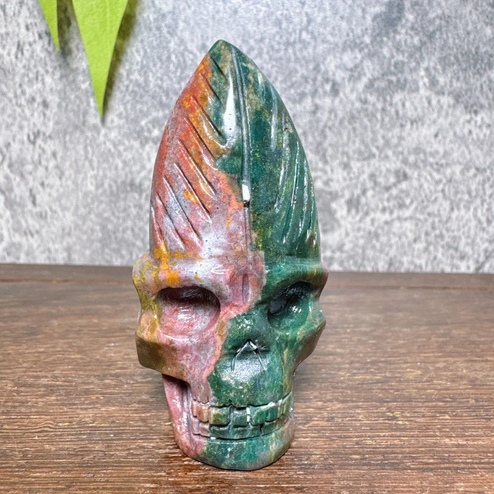 Ocean Jasper Feather Skull-ToShay.org
