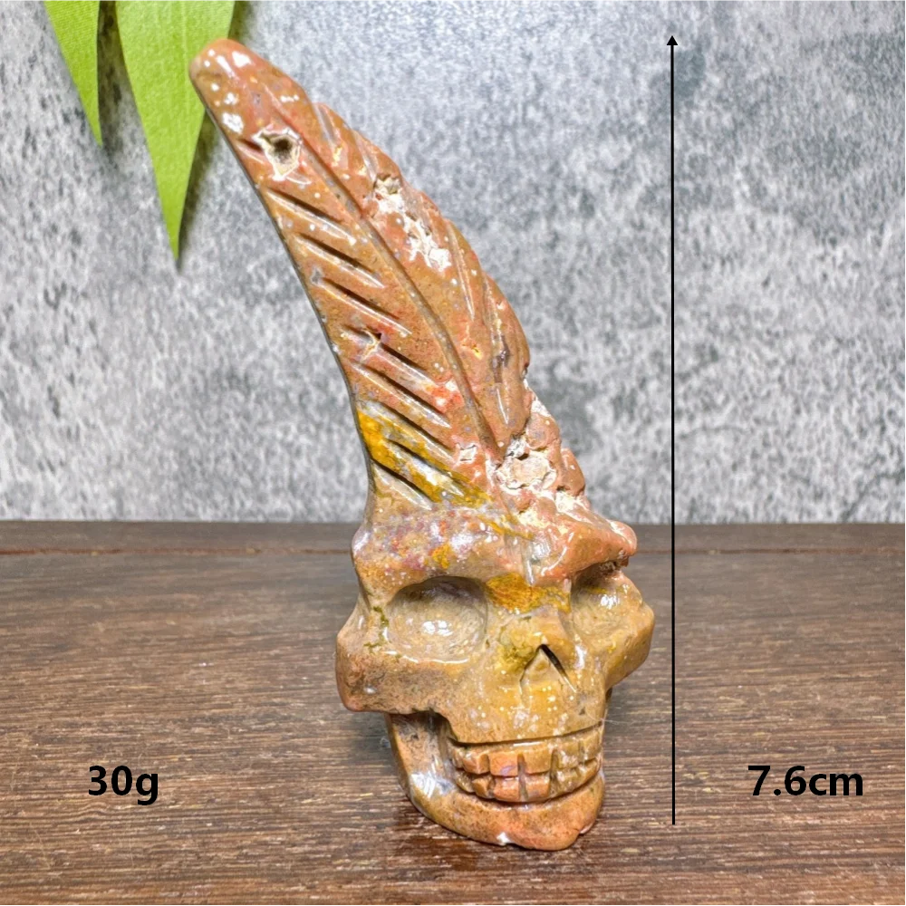 Ocean Jasper Feather Skull-ToShay.org
