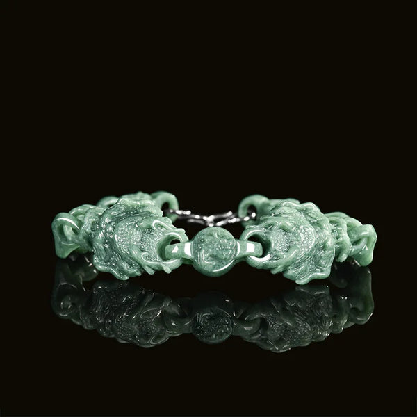Green Jadeite Dragon Bracelet-ToShay.org