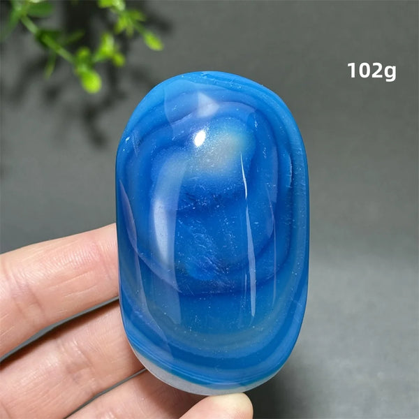 Blue Agate Palm Stone-ToShay.org