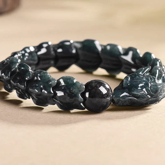 Black Jadeite Dragon Bone Bracelet-ToShay.org