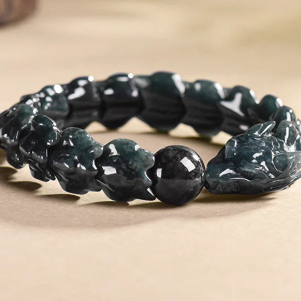 Black Jadeite Dragon Bone Bracelet-ToShay.org