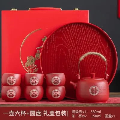 Red Ceramic Tea Set-ToShay.org