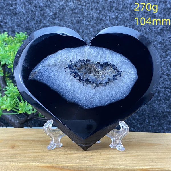 Black Agate Geode Heart-ToShay.org