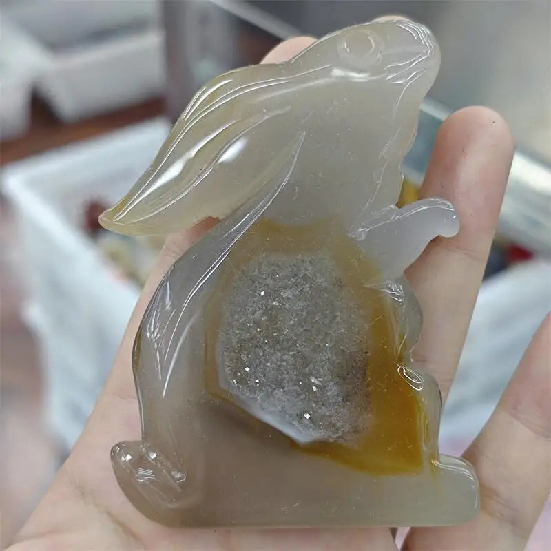 Yellow Druzy Agate Rabbit-ToShay.org