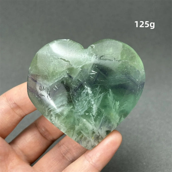 Green Feather Fluorite Heart-ToShay.org
