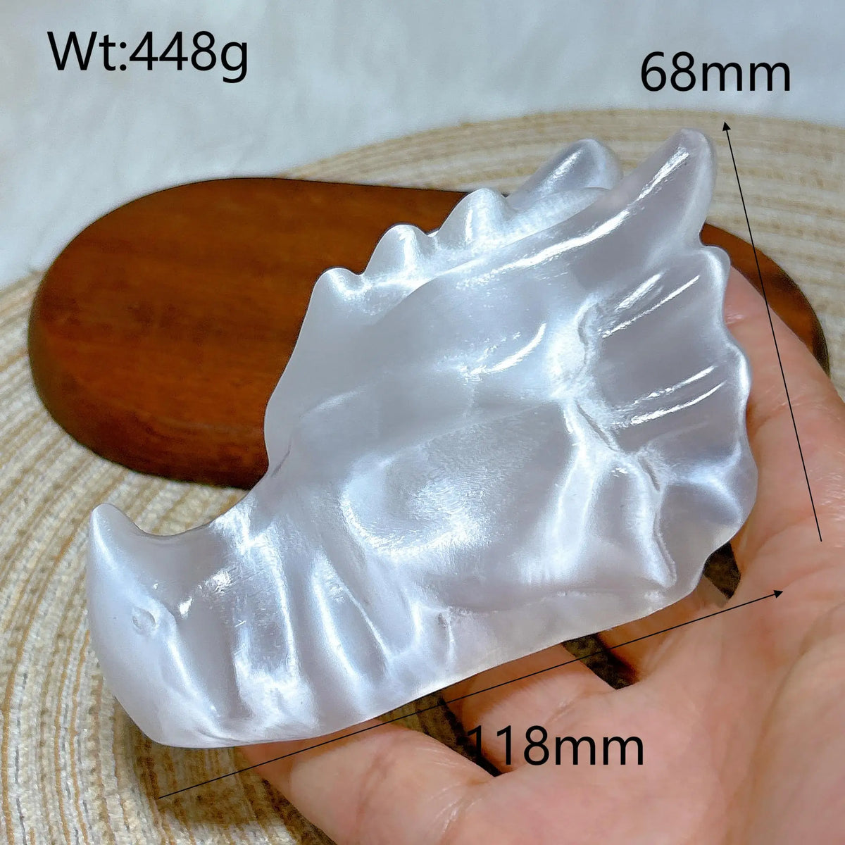 White Selenite Dragon Head-ToShay.org