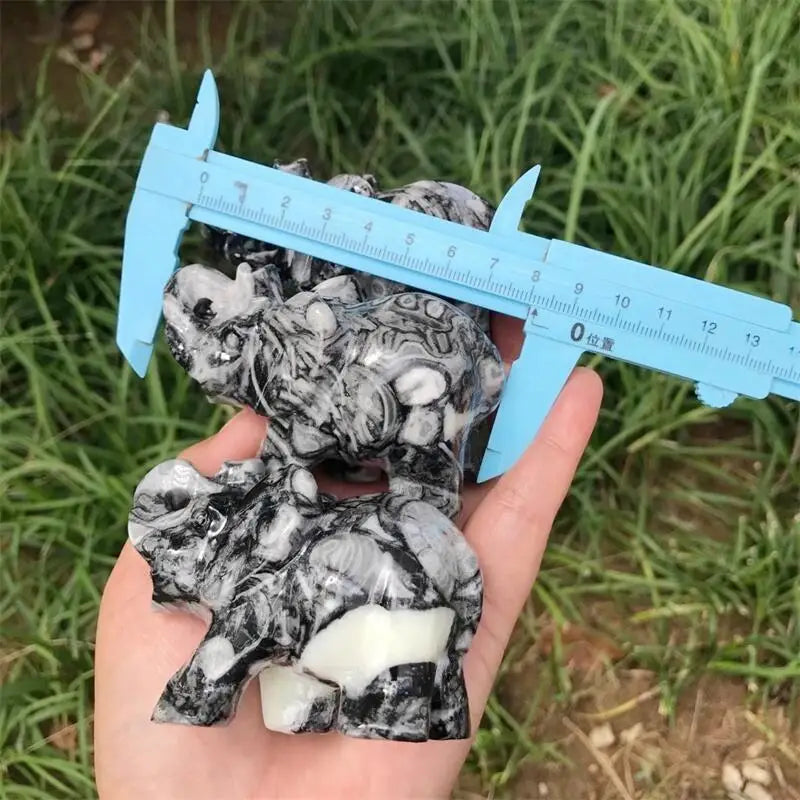 Black White Shellstone Elephant-ToShay.org