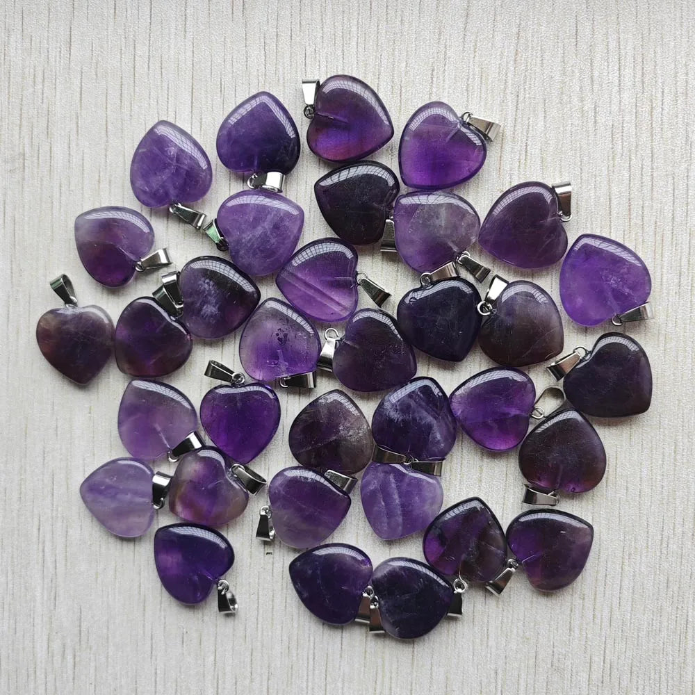 Purple Amethyst Heart Pendants-ToShay.org