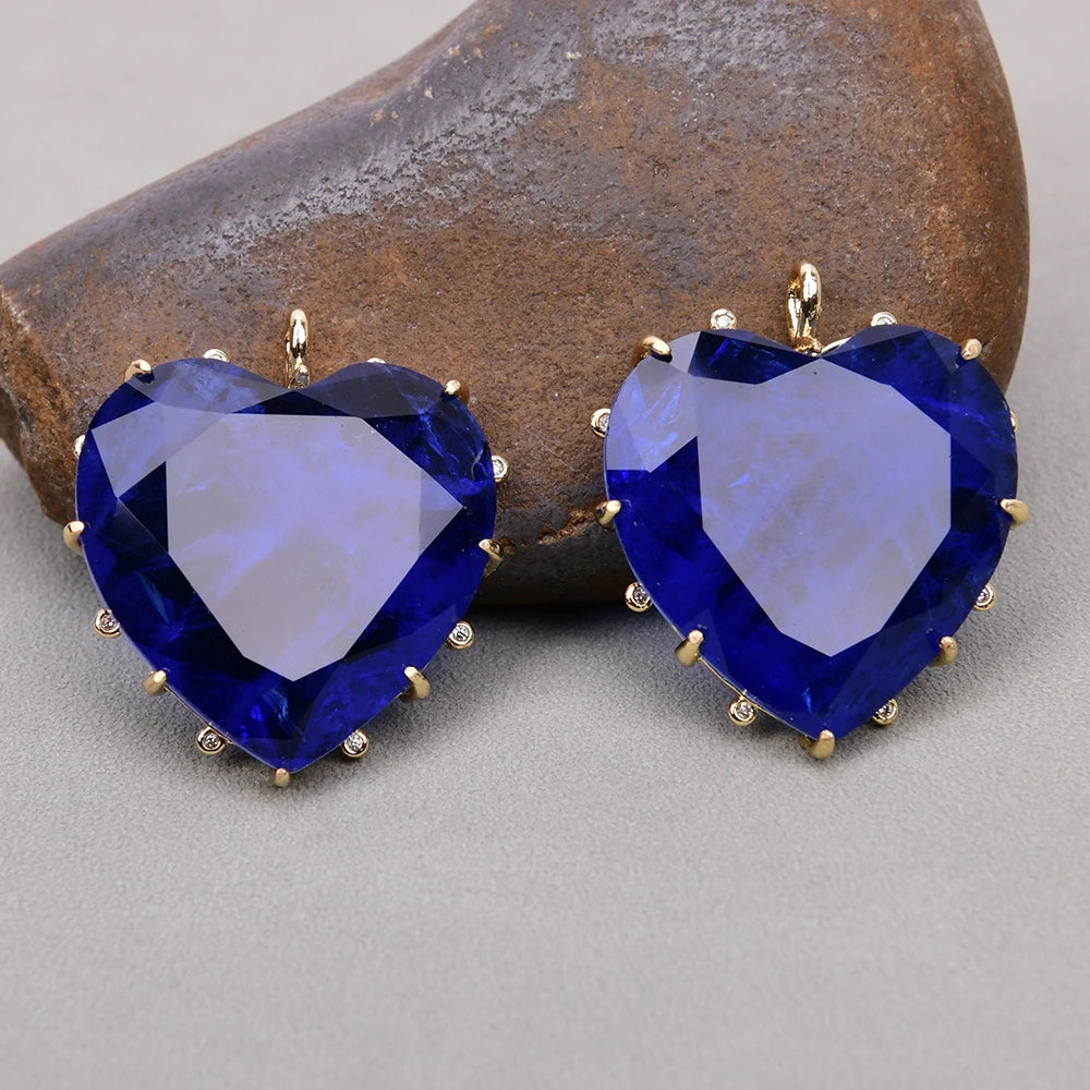 Blue Crystal Heart Pendant-ToShay.org