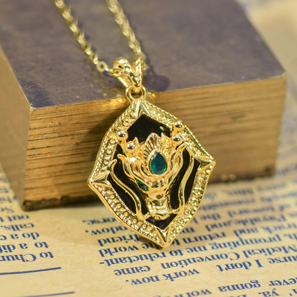 Gold Dragon Head Pendant-ToShay.org