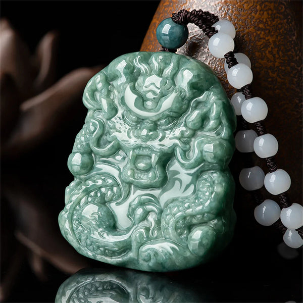 Green Jadeite Dragon Pendant-ToShay.org