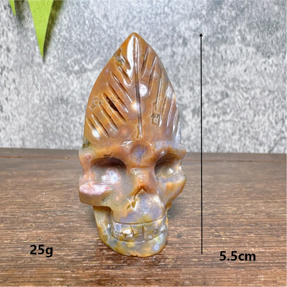 Ocean Jasper Feather Skull-ToShay.org
