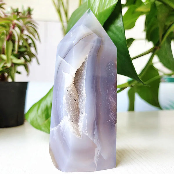 Blue Agate Geode Point-ToShay.org