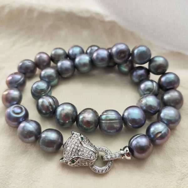 Black Blue Pearl Necklace-ToShay.org