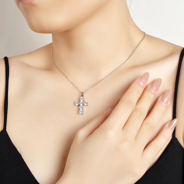 Silver Diamond Cross Necklace-ToShay.org