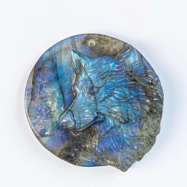 Blue Labradorite Wolf Plate-ToShay.org