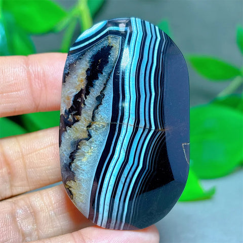 Black Silk Agate Palm Stone-ToShay.org