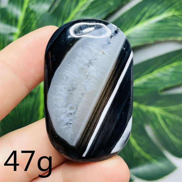 Black White Agate Palm Stone-ToShay.org