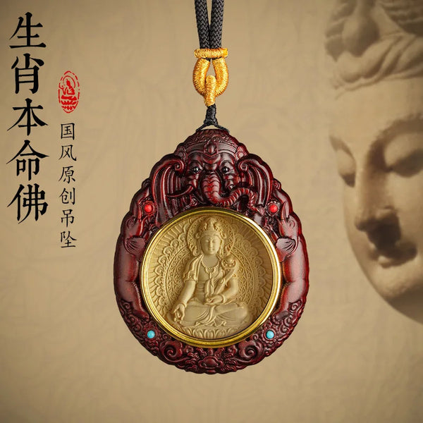 Red Rosewood Buddha Pendant-ToShay.org