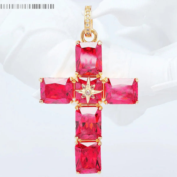 Red Crystal Cross Pendant-ToShay.org