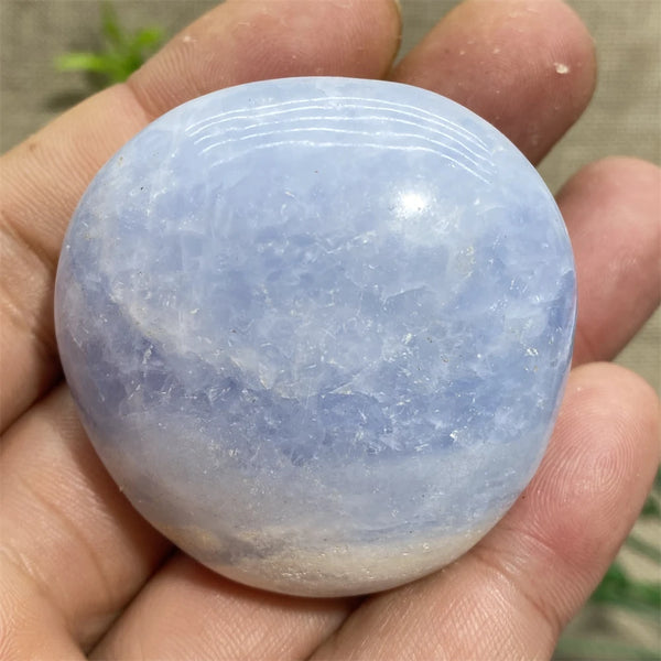 Blue Celestine Palm Stone-ToShay.org