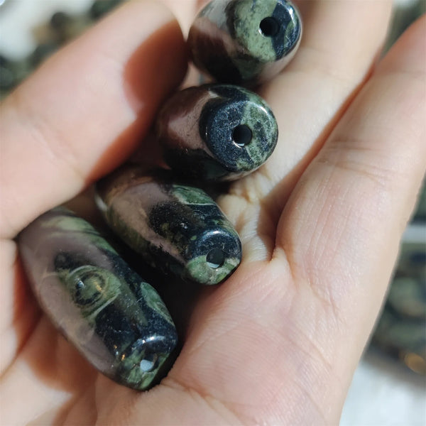 Green Ocean Agate Dzi Bead-ToShay.org