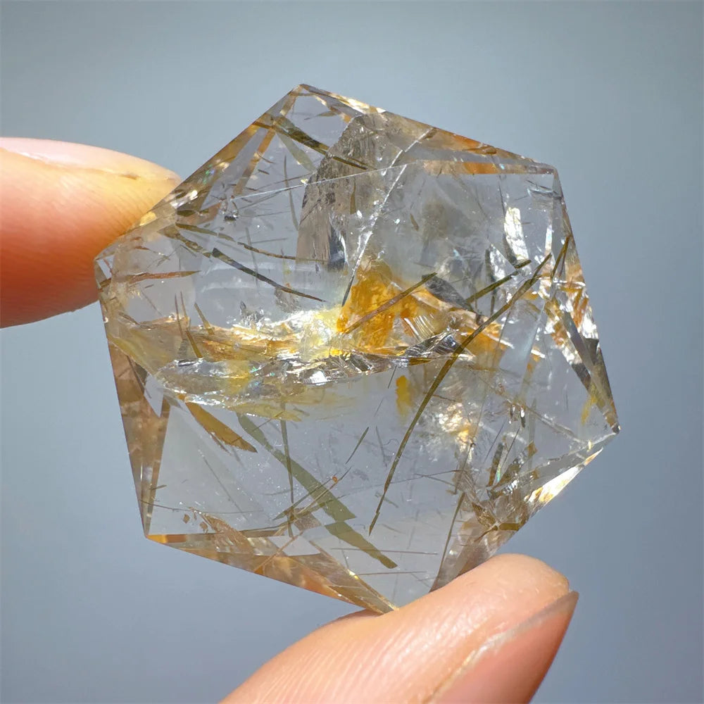 Green Tourmaline Rutile Hexagon-ToShay.org
