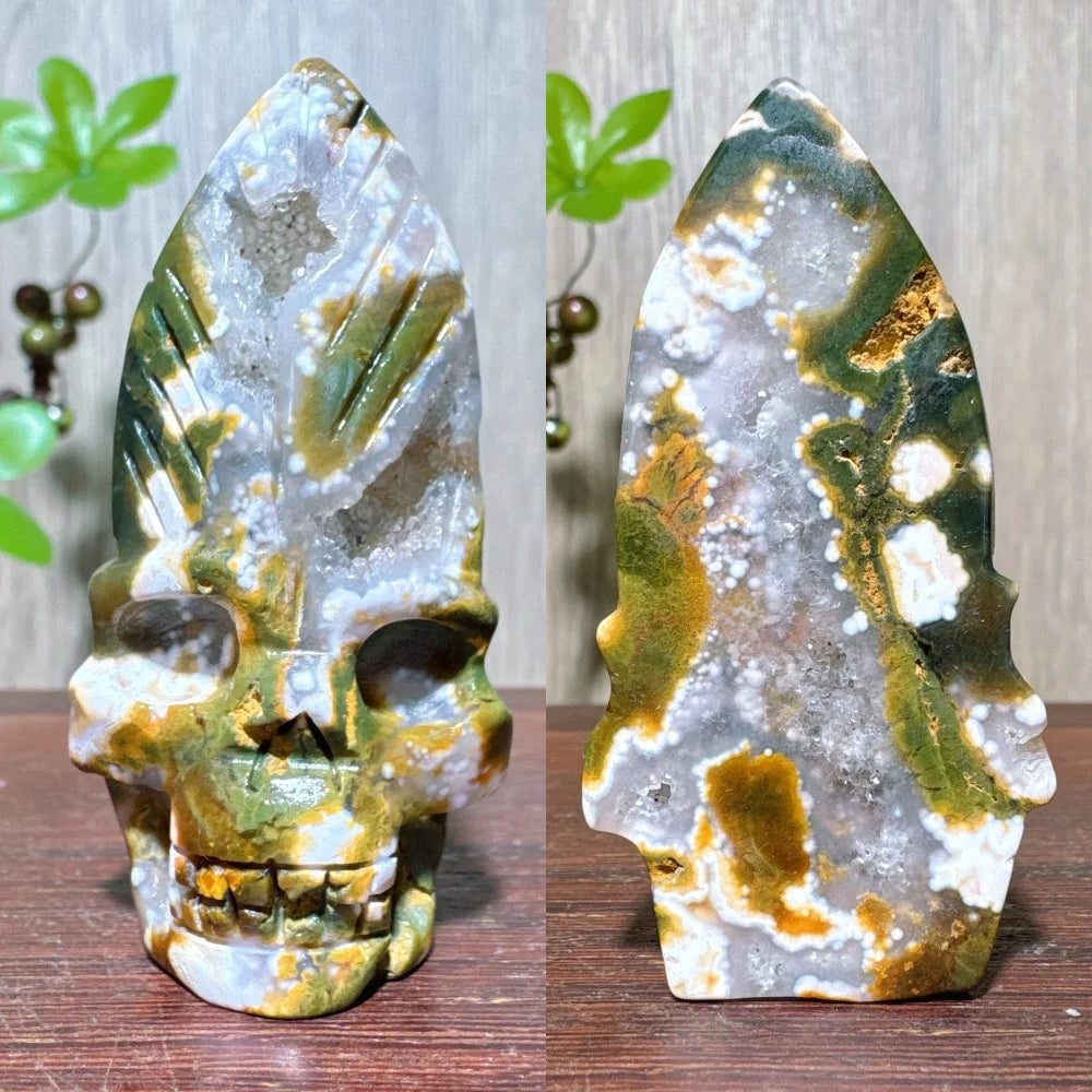 Green Ocean Jasper Skull-ToShay.org