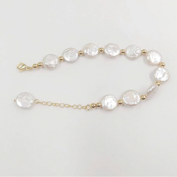 White Pearl Chain Bracelet-ToShay.org