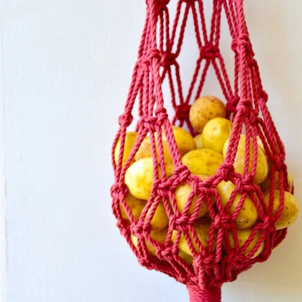 Hanging Macrame Fruit Basket-ToShay.org
