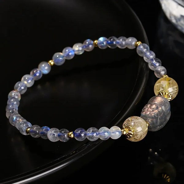 Grey Moonstone Pixiu Bracelet-ToShay.org