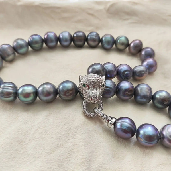 Black Blue Pearl Necklace-ToShay.org