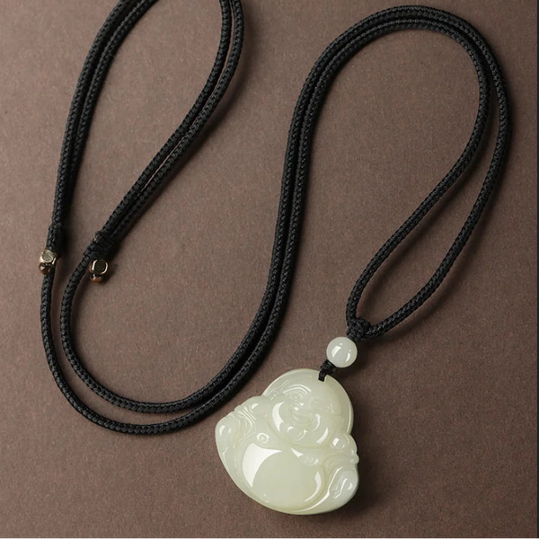 White Jade Maitreya Pendant-ToShay.org