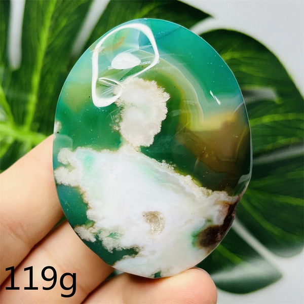 Green Flower Agate Palm Stone-ToShay.org