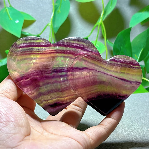 Rainbow Fluorite Double Heart-ToShay.org