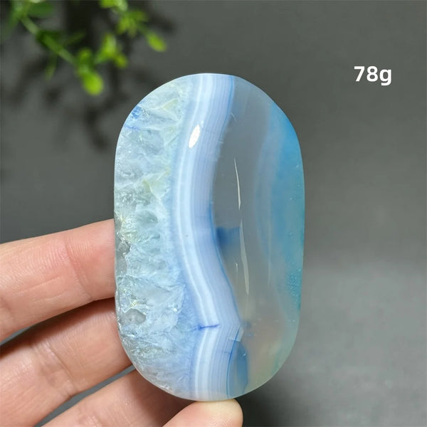Blue Agate Palm Stone-ToShay.org
