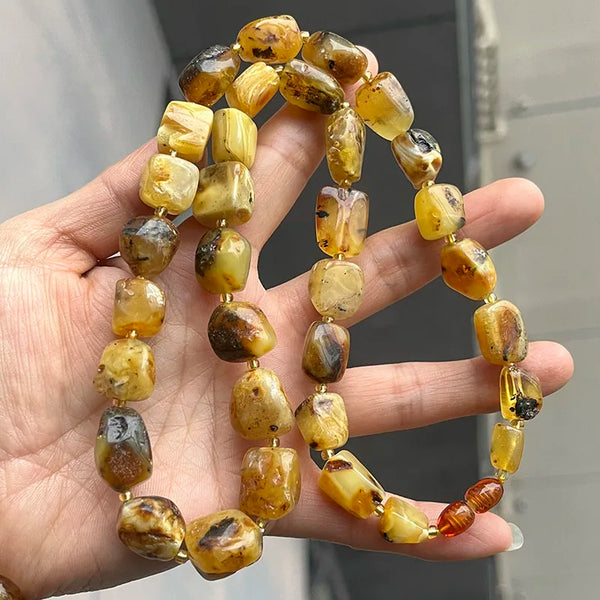 Yellow Amber Bead Necklace-ToShay.org
