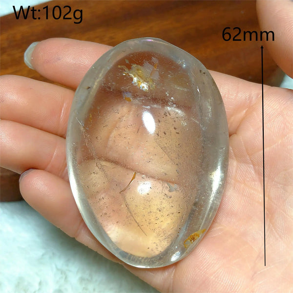 Clear Smokey Quartz Palm Stone-ToShay.org