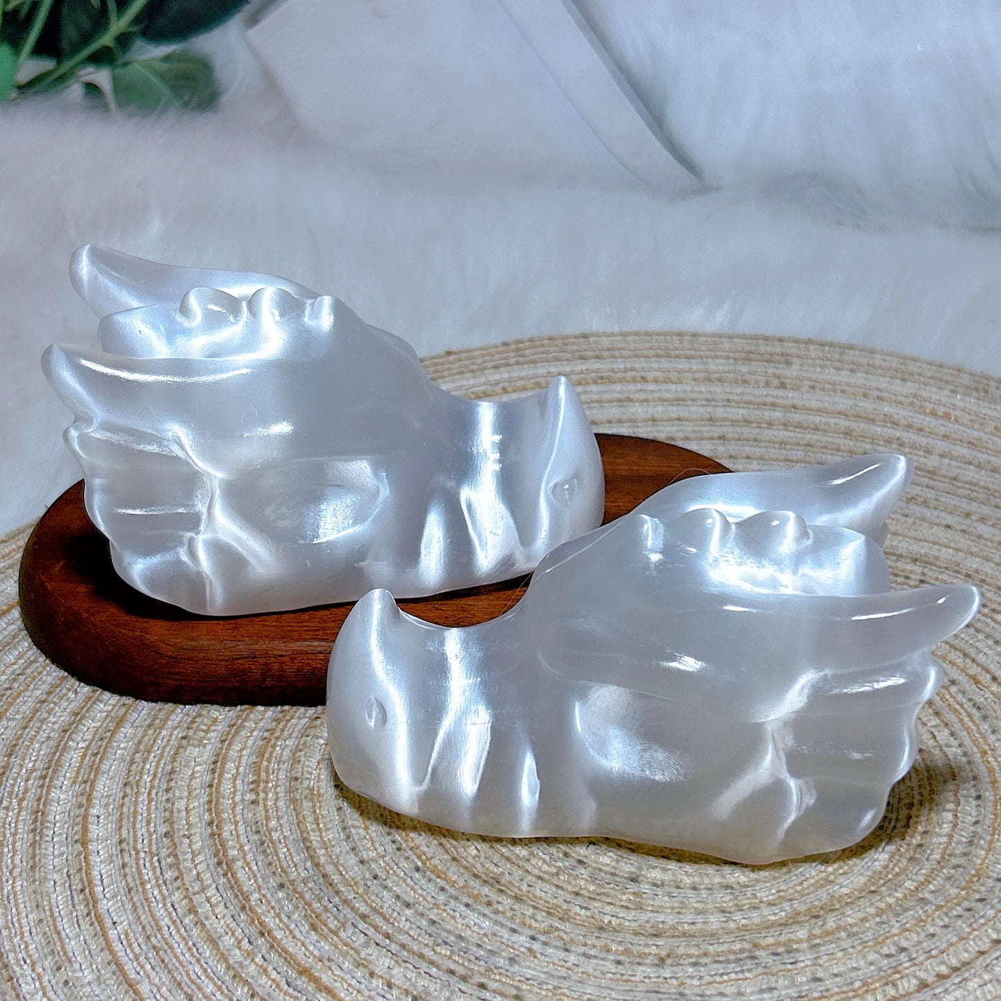 White Selenite Dragon Skull-ToShay.org