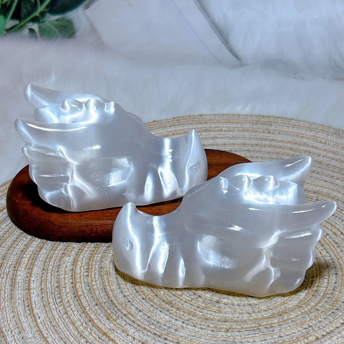 White Selenite Dragon Head-ToShay.org