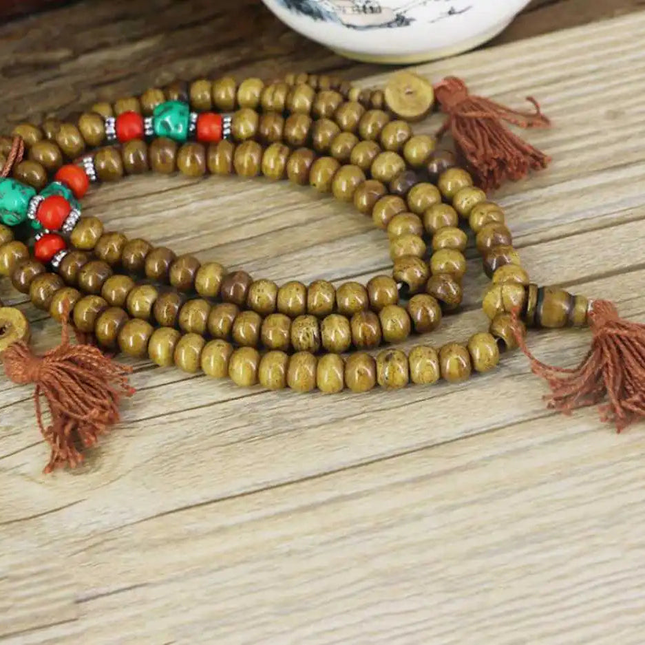 Green Yak Bone Bead Mala-ToShay.org