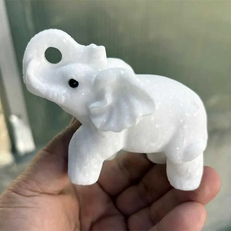 White Marble Jade Elephant-ToShay.org