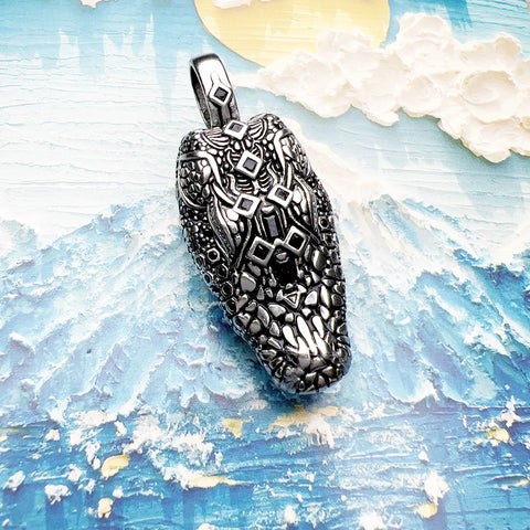 Silver Crocodile Head Pendant-ToShay.org