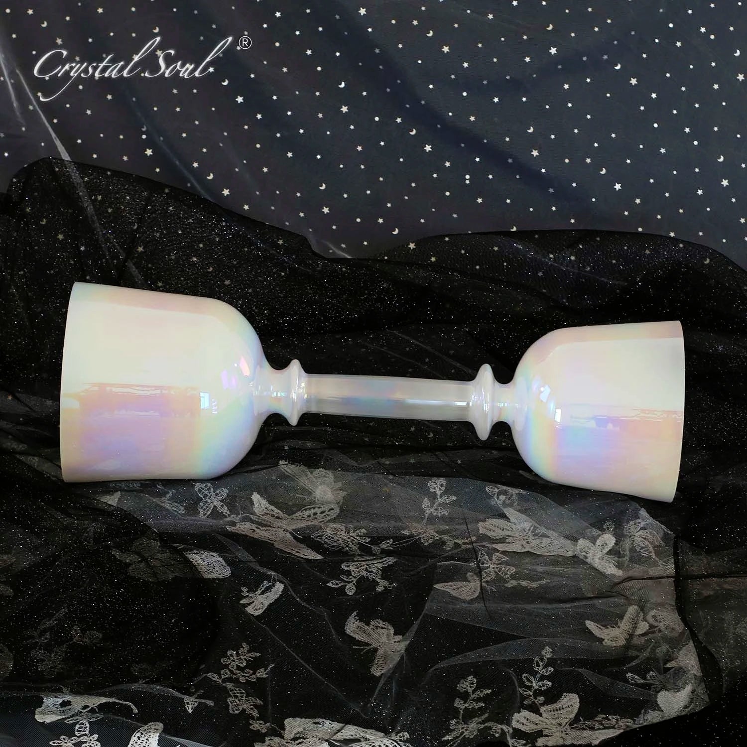 White Cosmic Crystal Double Bowls-ToShay.org