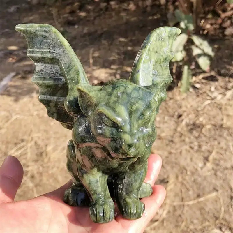 Natural Ophiolite Gargoyle Carving Healing Crystals Feng Shui Aesthetic Room Decor Reiki Holiday Gift 1pcs-ToShay.org